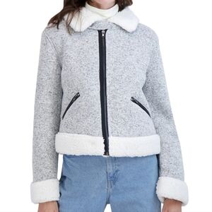 72B. Ookie & Lala Women's Gray Jacket with White Accents - Size Small